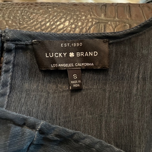 Lucky Brand Lightweight Boho Sheer Dress Woman’s Sz Small Blue See Thru - Picture 6 of 8